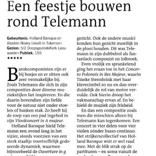 Een feestje bouwen rond Telemann (Leeuwarder Courant 07-02-2020)